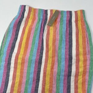 J. Crew Pull-on‎ Linen Skirt in Rainbow Stripe Women's Size XS NWT